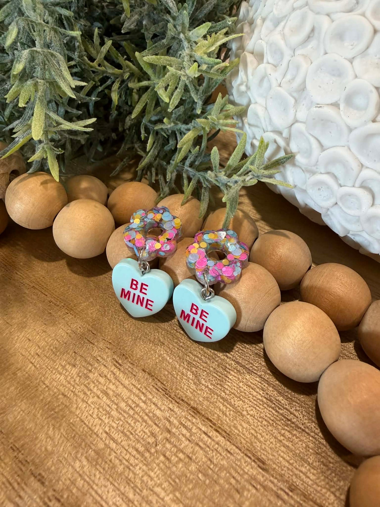Blue Be Mine Earrings with Flower Stud